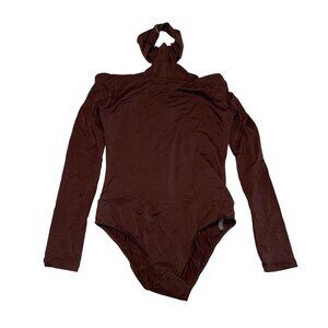 NWT Undress Code Drunk in Love Brown Long Sleeve Bodysuit Women's Small S